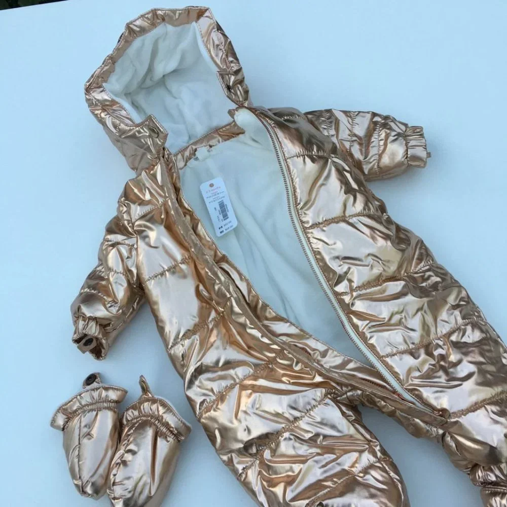 Gymboree Infant Baby Newborn 3-6 mths Bunting Gold One Piece Puffer Suit New
